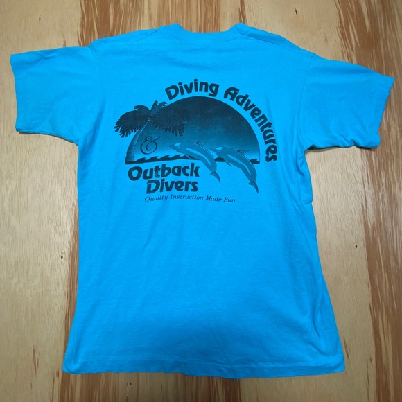 Fruit of the Loom Other - Vintage Dolphin Divers Single Stitch Fruit of the Loom T‎ Turquoise Mens Large